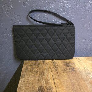 Vera Bradley Premium Cotton Black Quilted Zippered Wristlet Moonless Night